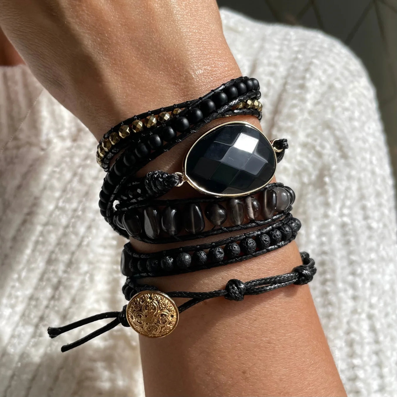 Pulseira Black Stone - Obsidiana
