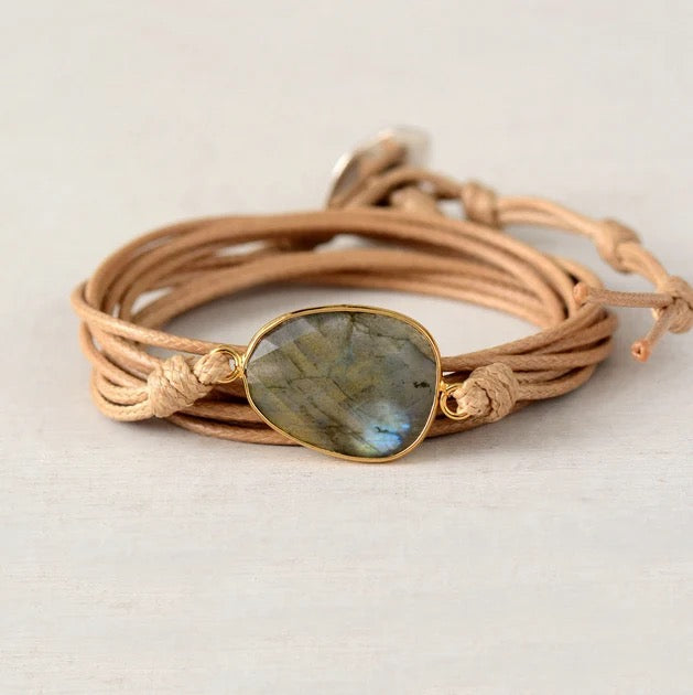 Pulseira Martina (cordão claro) - Labradorita