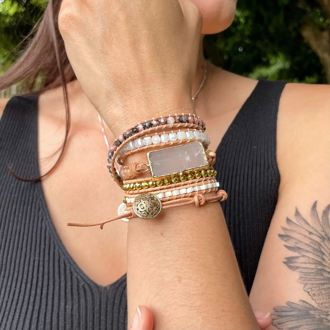 Pulseira Lavínia - Selenita e Rodonita