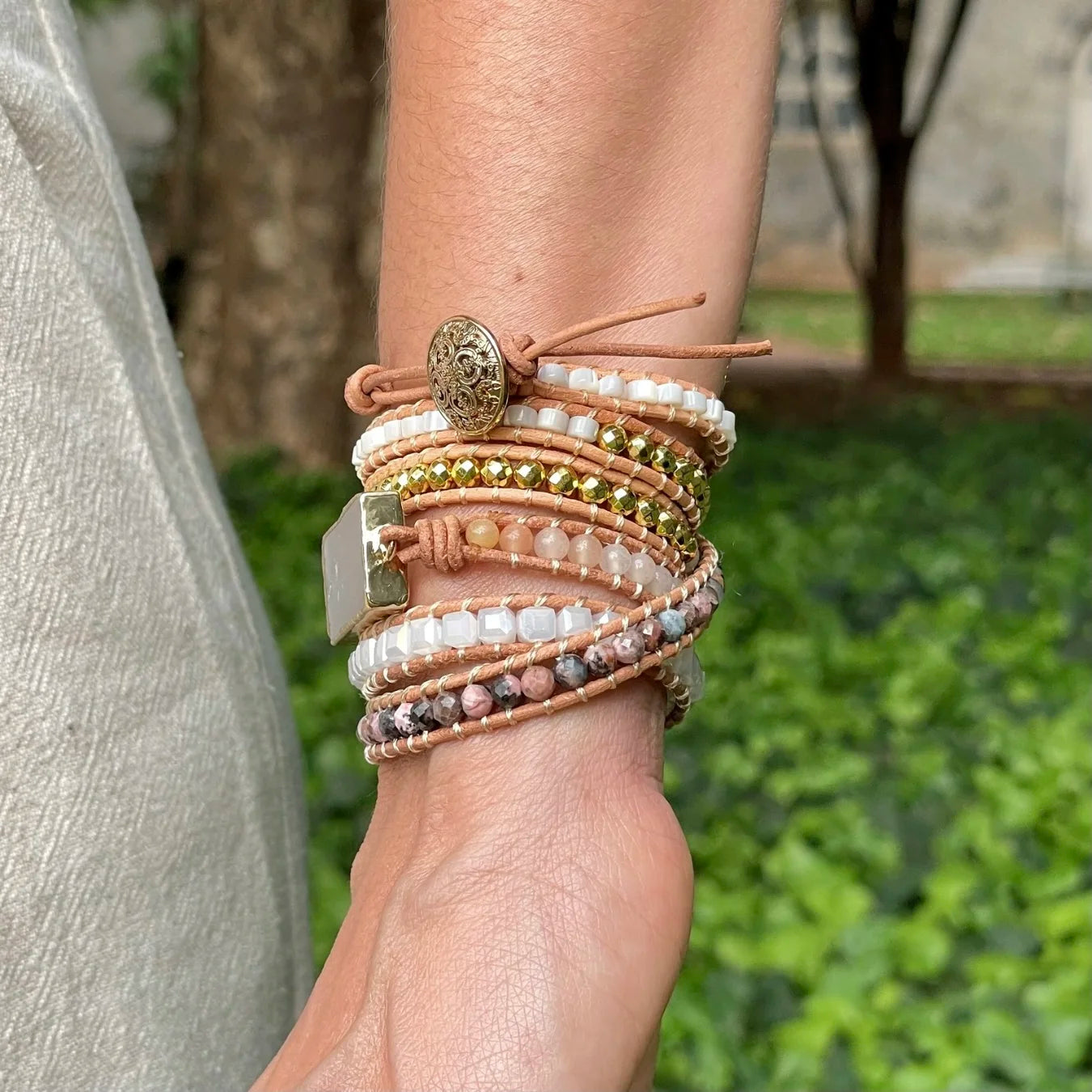 Pulseira Lavínia - Selenita e Rodonita
