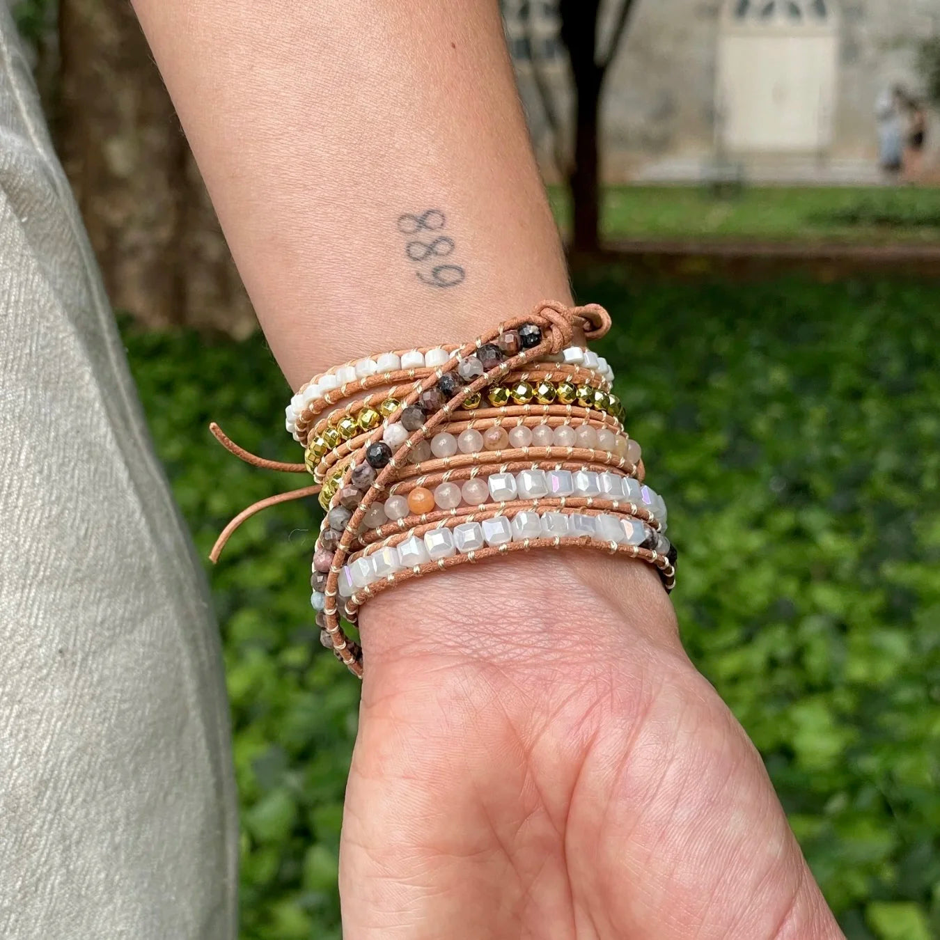 Pulseira Lavínia - Selenita e Rodonita