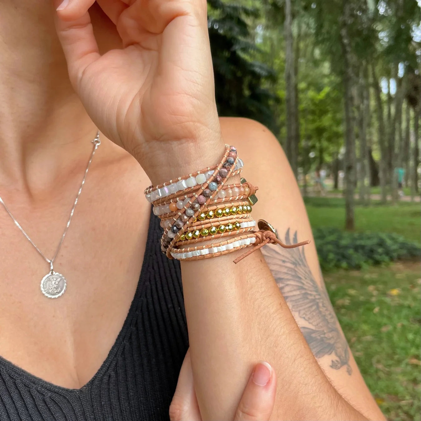 Pulseira Lavínia - Selenita e Rodonita