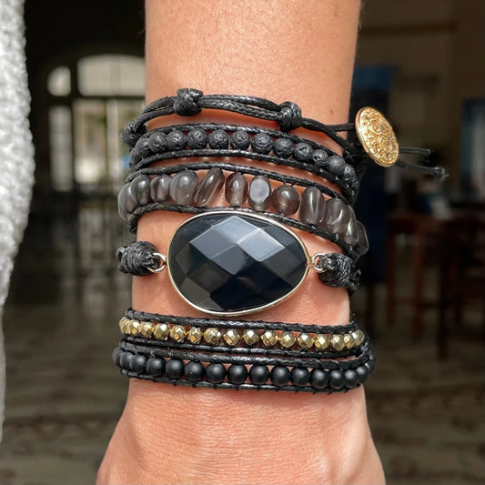 Pulseira Black Stone - Obsidiana
