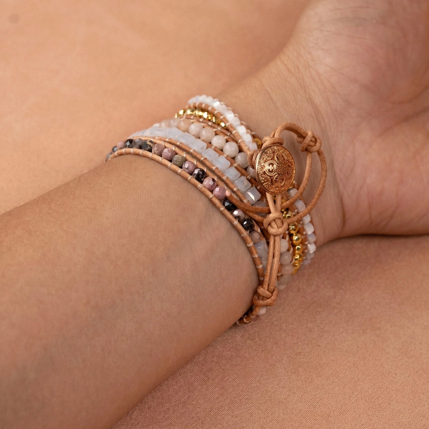 Pulseira Lavínia - Selenita e Rodonita