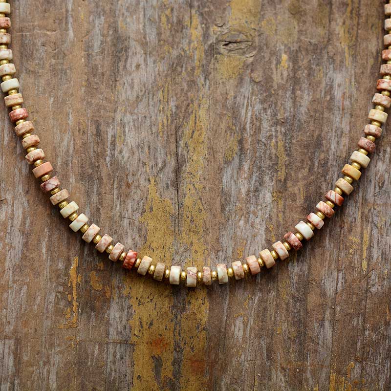 Colar Maldives Jaspe Rosa