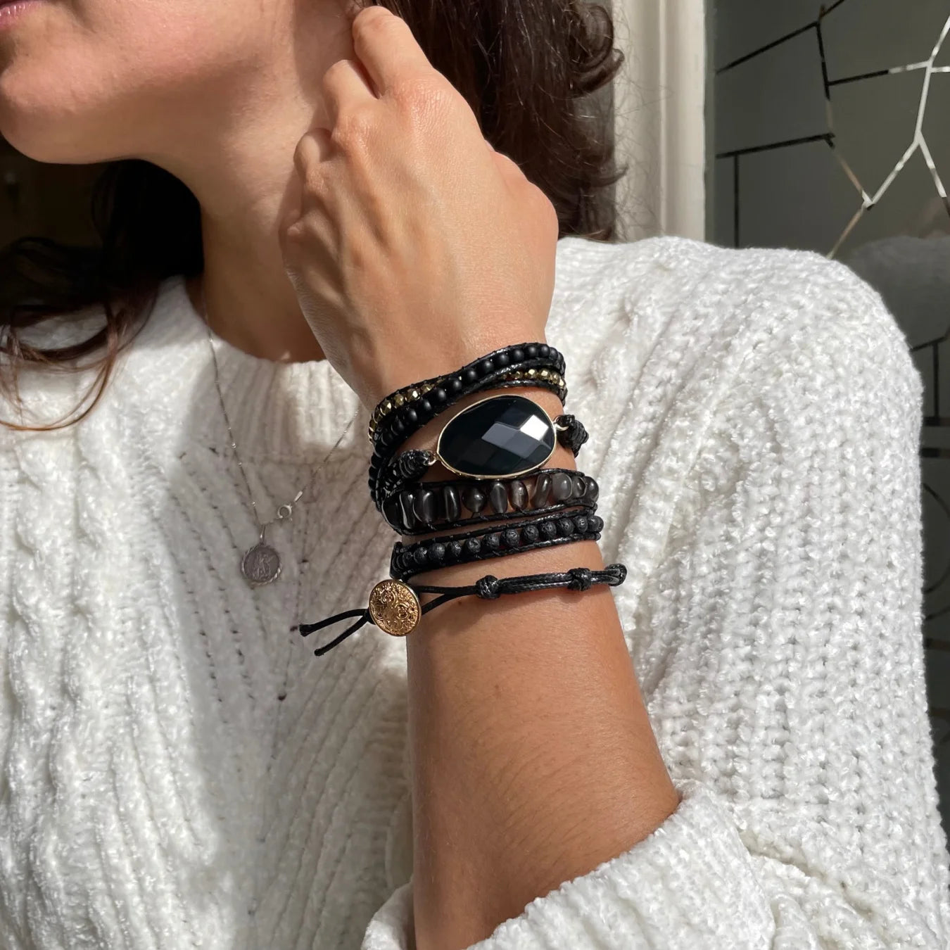 Pulseira Black Stone - Obsidiana