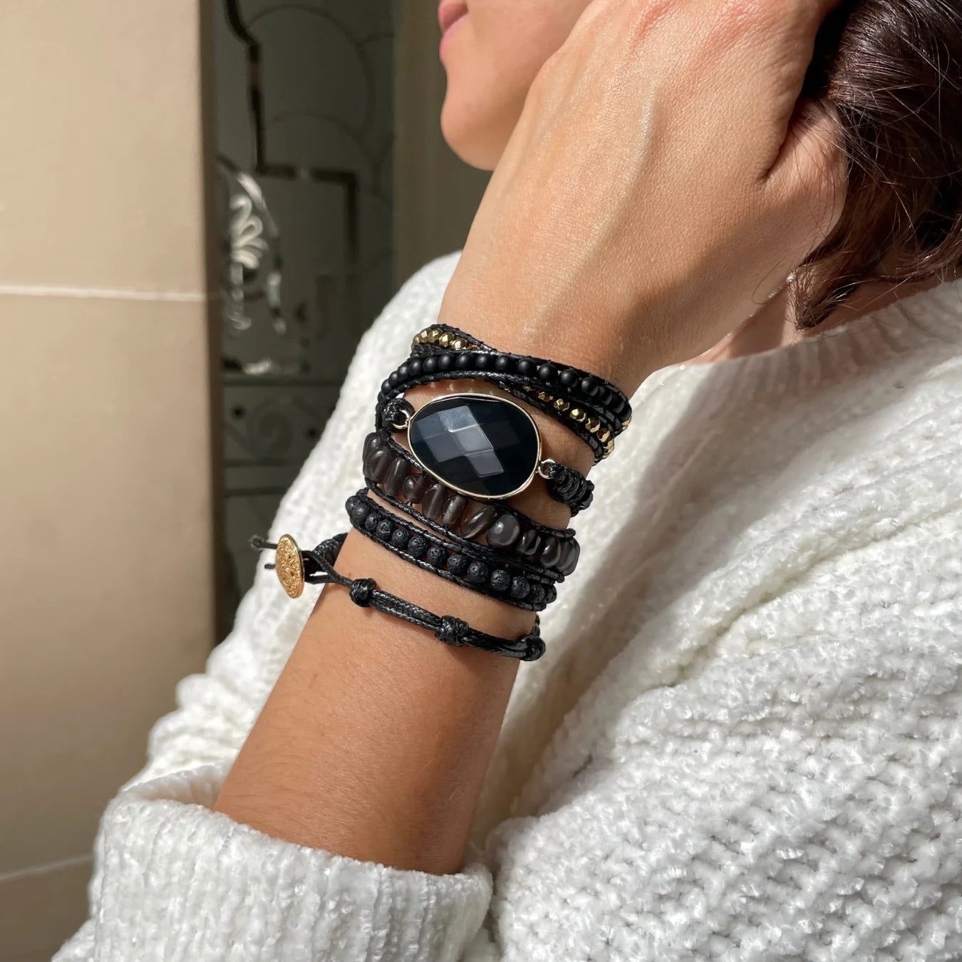 Pulseira Black Stone - Obsidiana