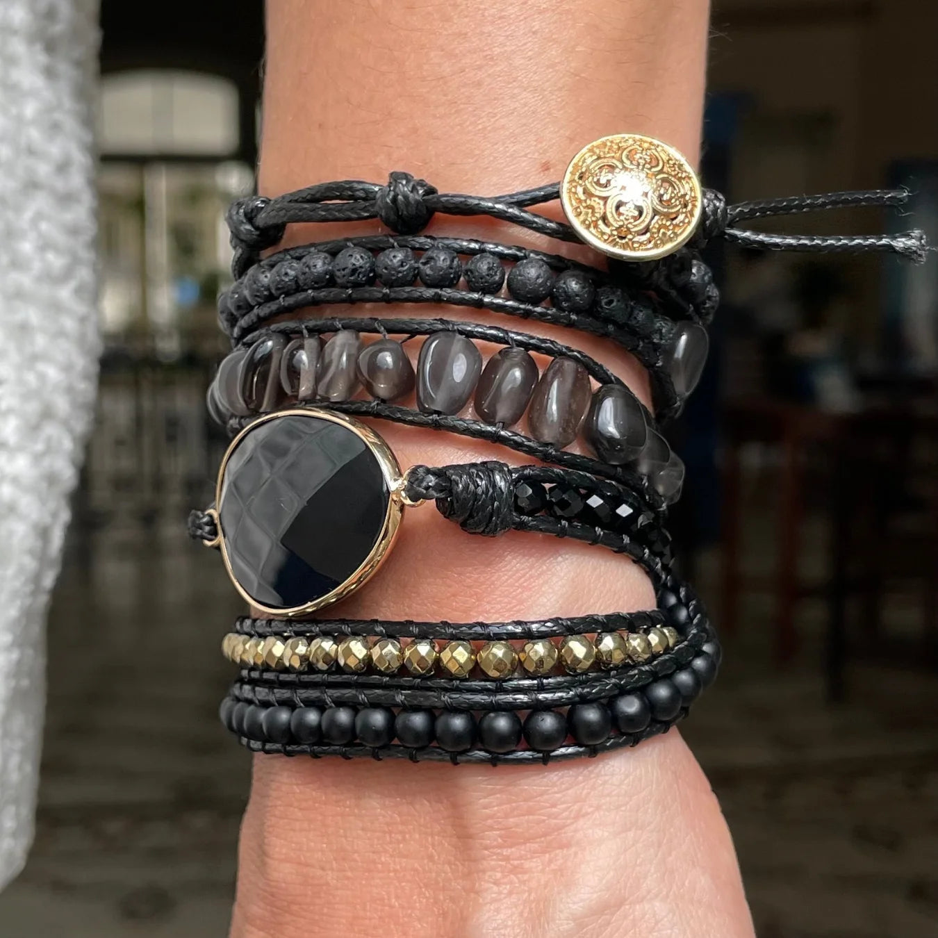 Pulseira Black Stone - Obsidiana