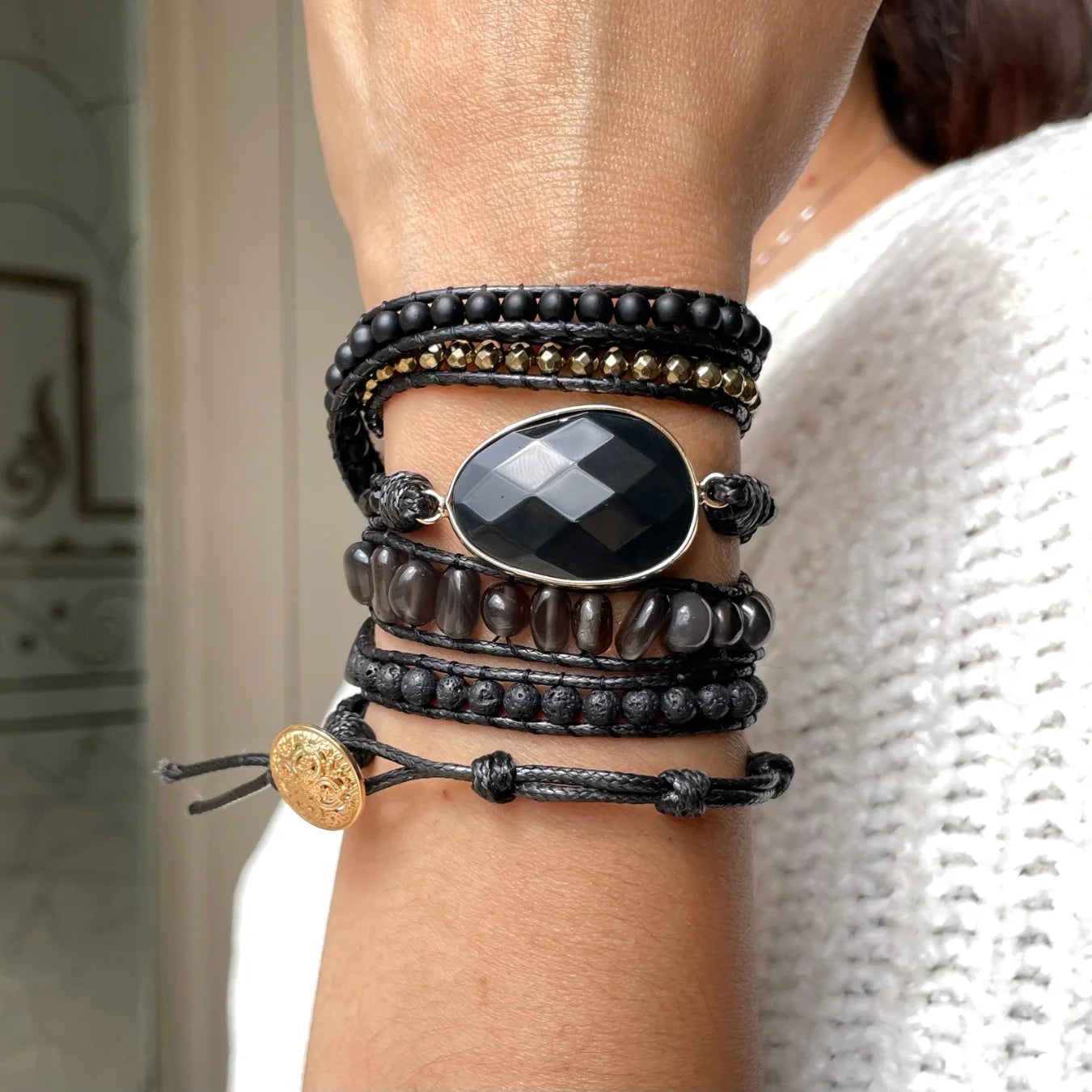 Pulseira Black Stone - Obsidiana