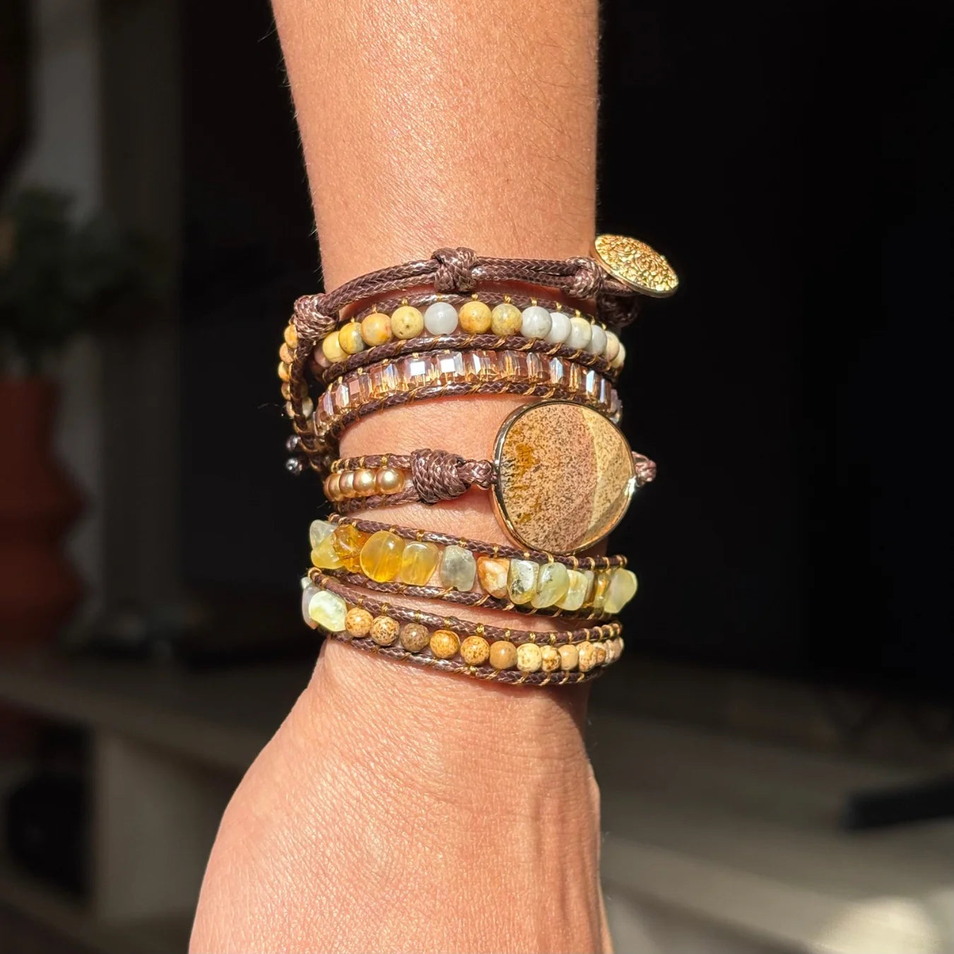 Pulseira Gaya - Jaspe Madeira