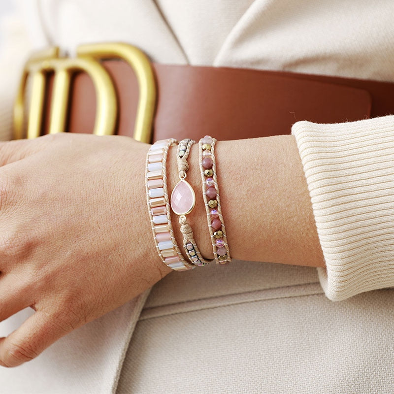 Pulseira Marbella - Quartzo Rosa