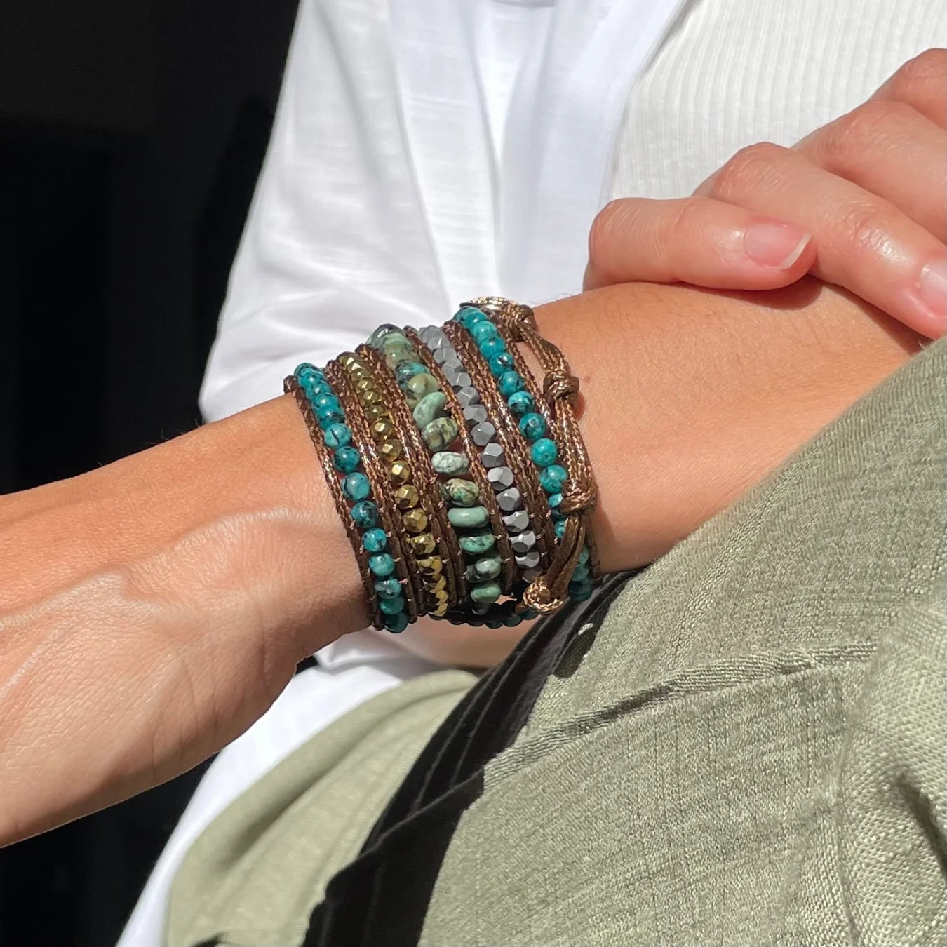 Pulseira Secret Garden - Apatita e Turquesa