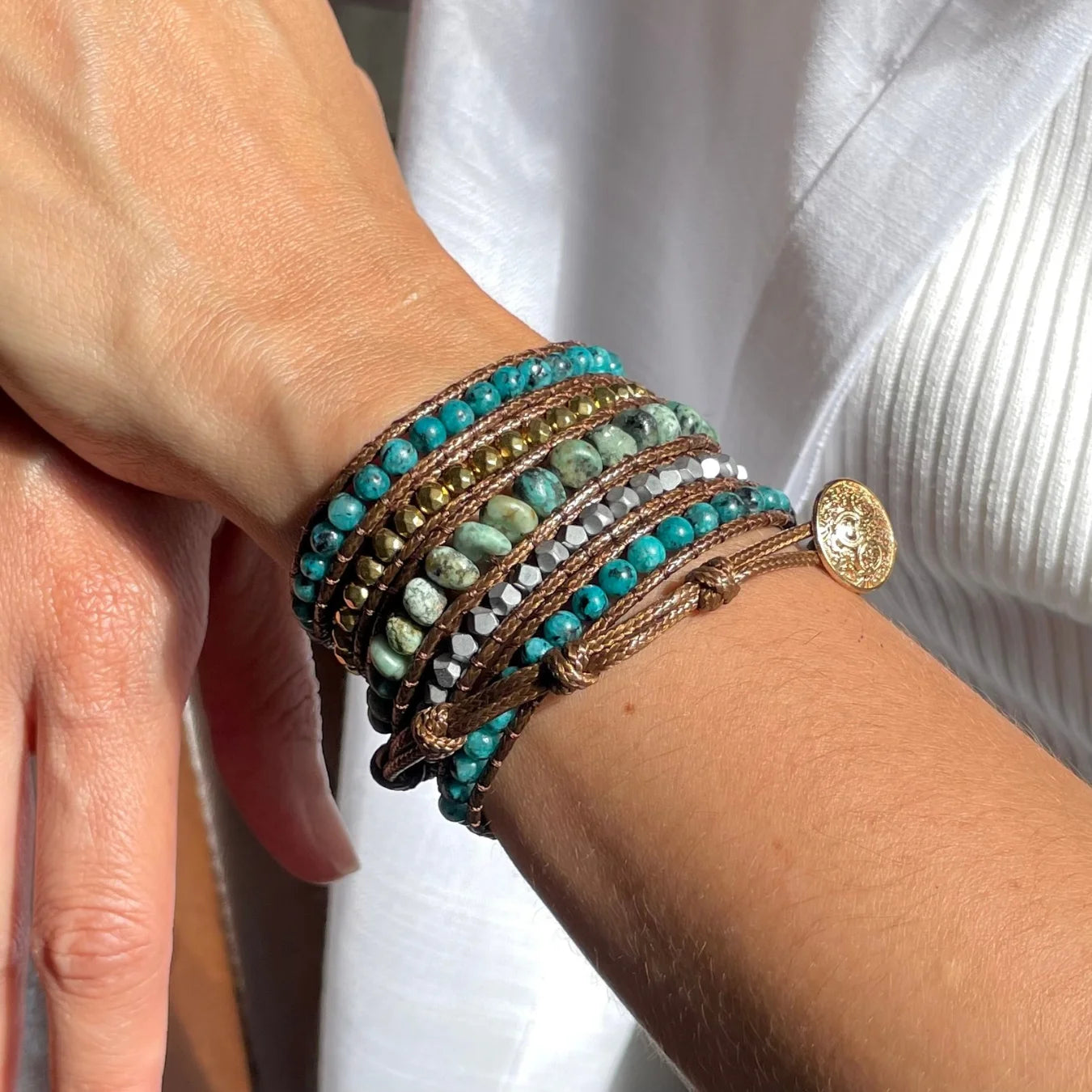 Pulseira Secret Garden - Apatita e Turquesa