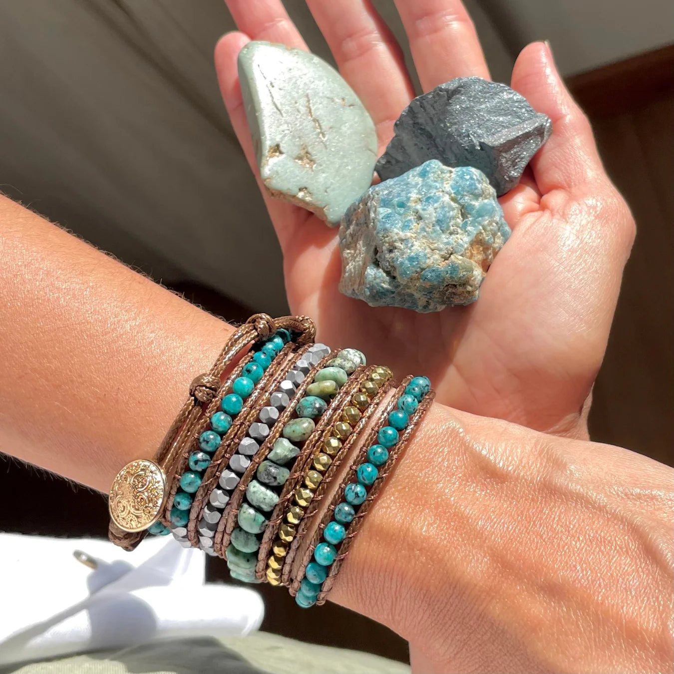 Pulseira Secret Garden - Apatita e Turquesa