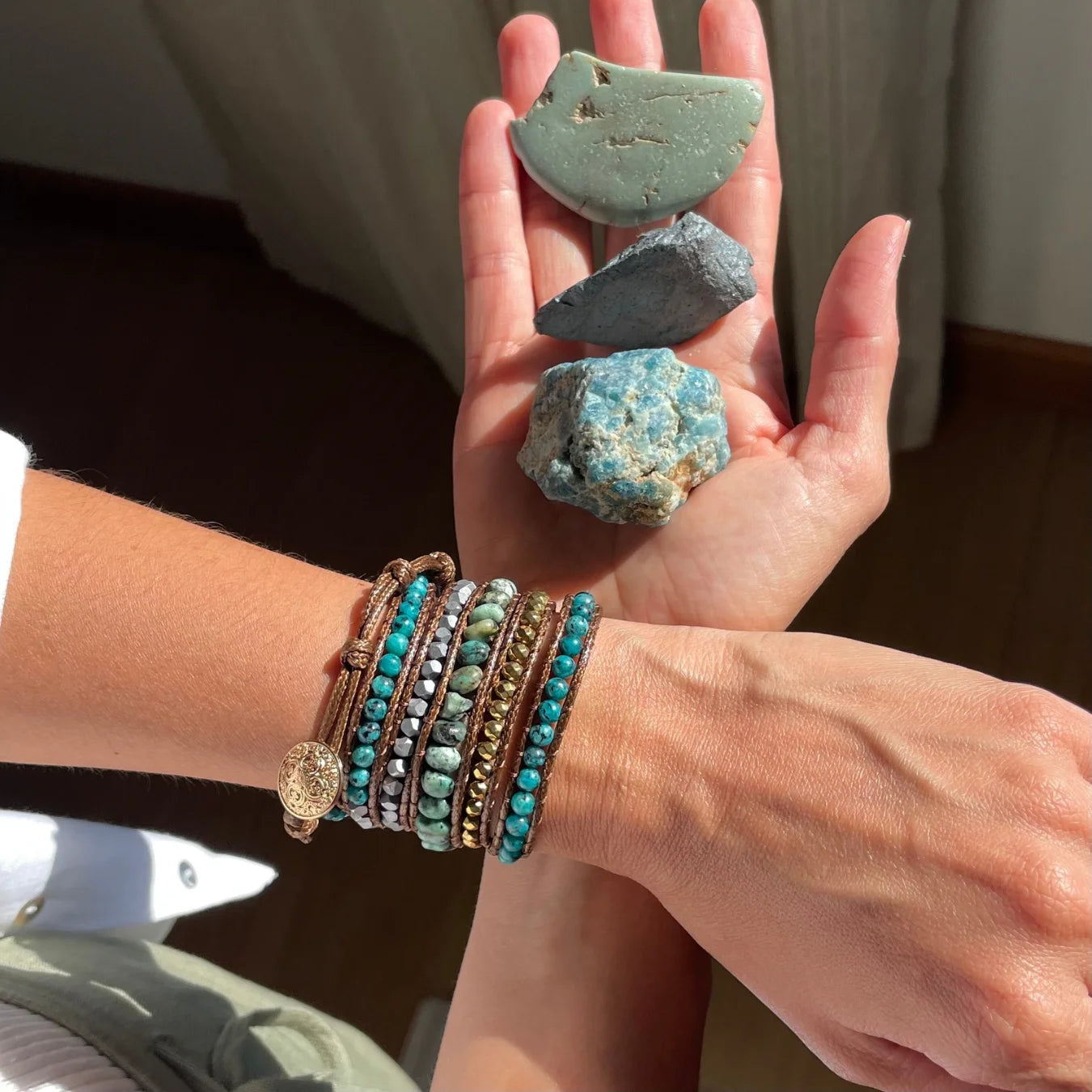 Pulseira Secret Garden - Apatita e Turquesa