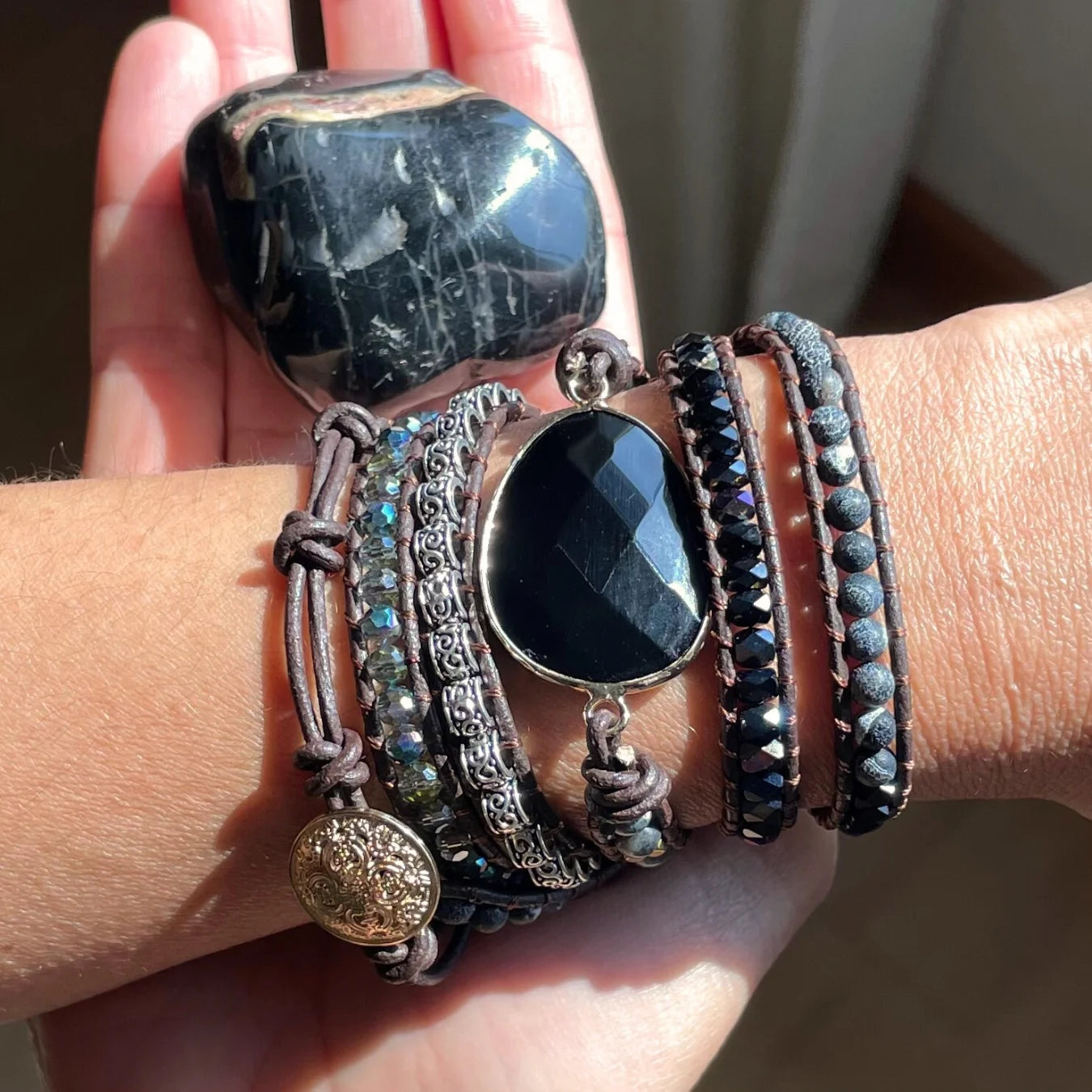 Pulseira Vênus de Pedra Ônix Natural | Lux Conceito